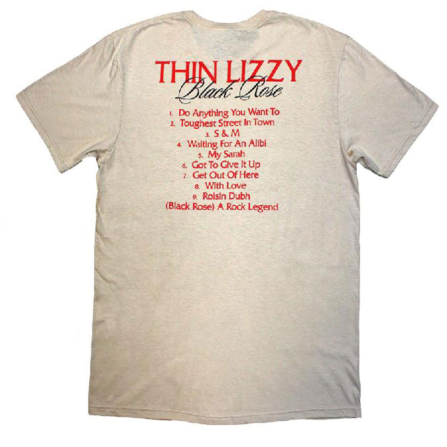 Thin Lizzy Black Rose Tracklist T-shirt Back