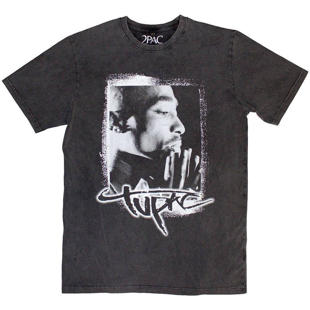 Tupac Spray Photo Stone Wash T-shirt Front