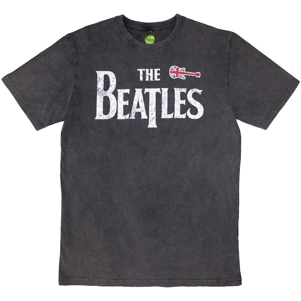 Beatles Guitar & Drop T Stone Wash T-shirt Front