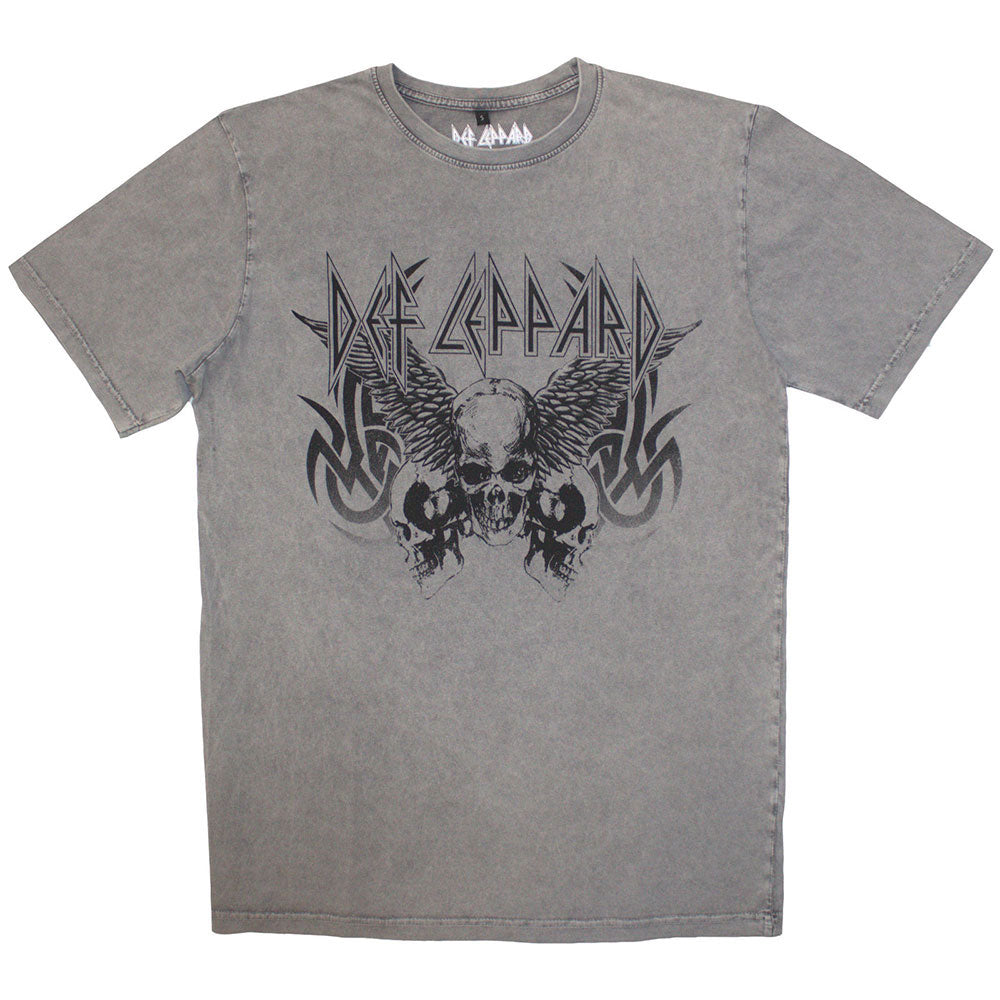 Def Leppard Tribal Skull Stone Wash T-shirt Front
