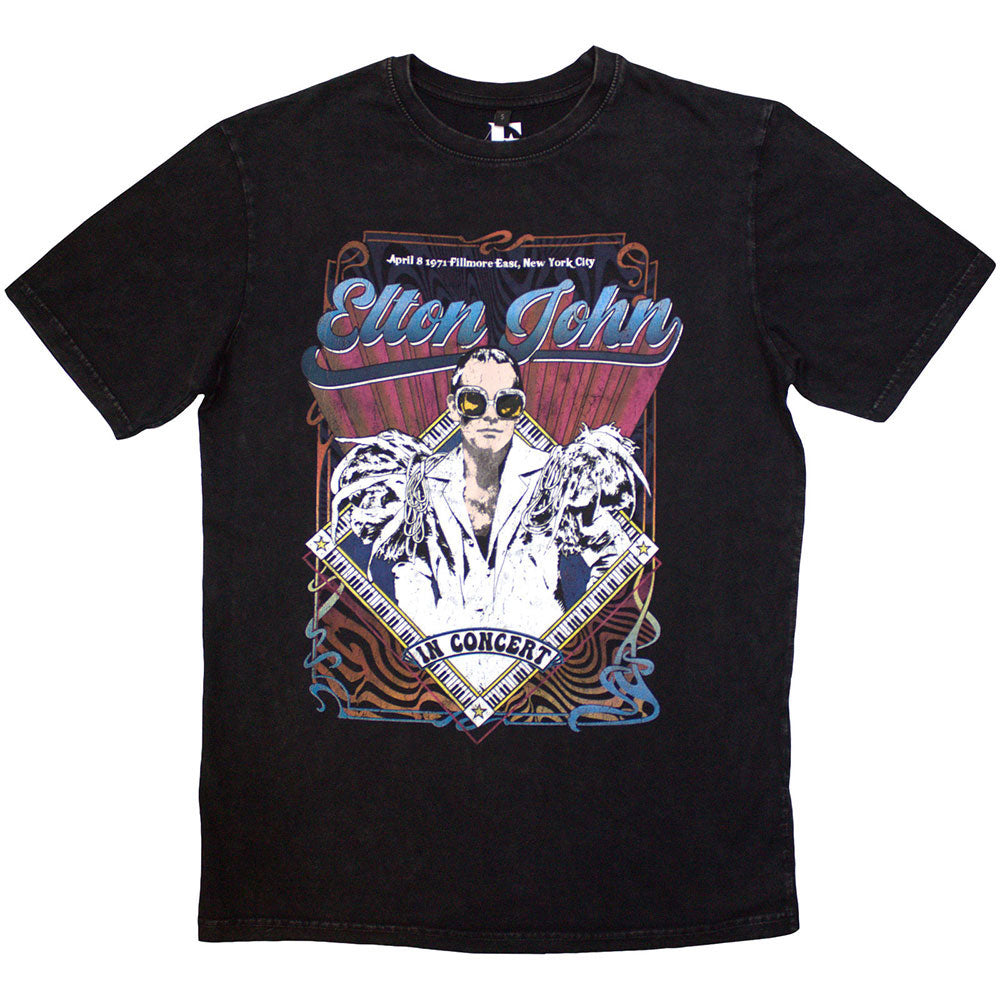 Elton John Psych Vintage Stone Wash T-shirt Front