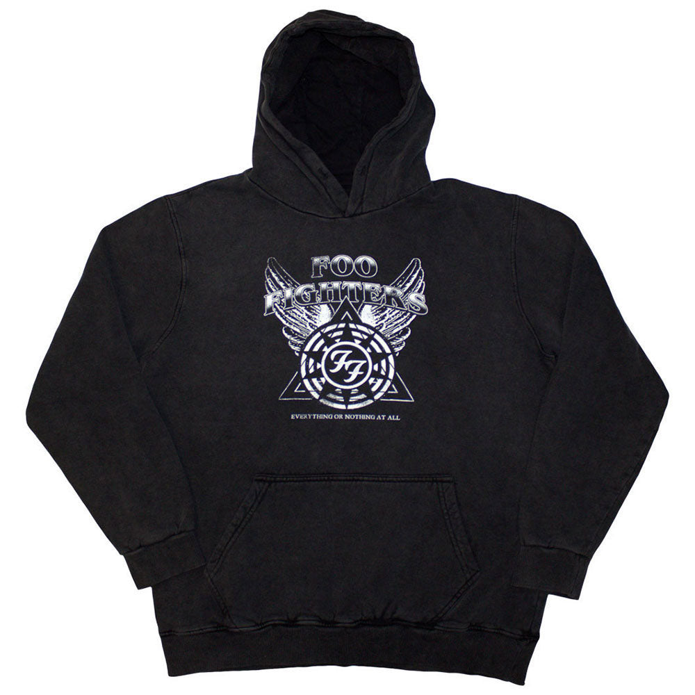 Everything Or Nothing At All Logo Stone Wash Hooded Sweatshirt