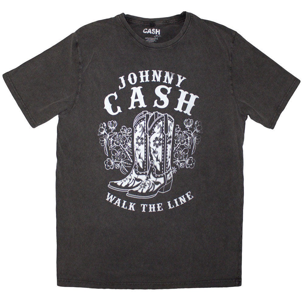 Johnny Cash Walk The Line Boots Stone Wash T-shirt Front