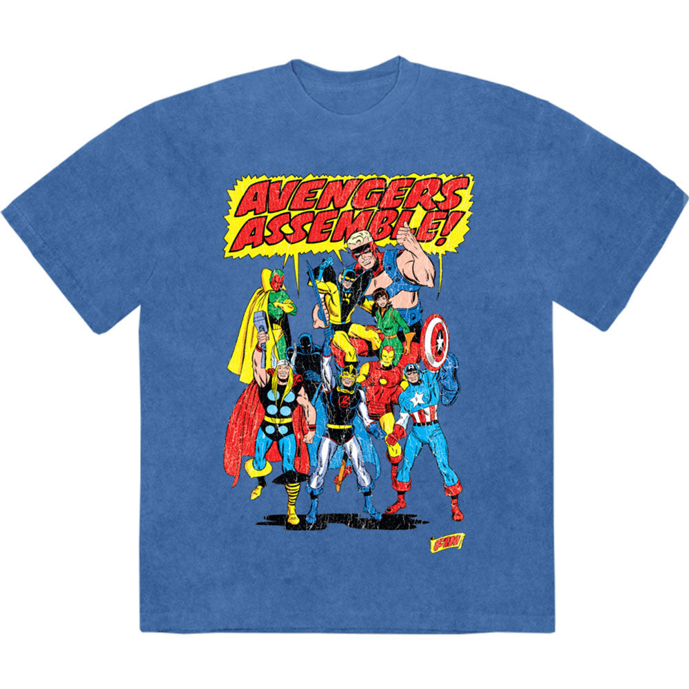 Marvel Comics Avengers Assemble Retro Stone Wash T-shirt Front