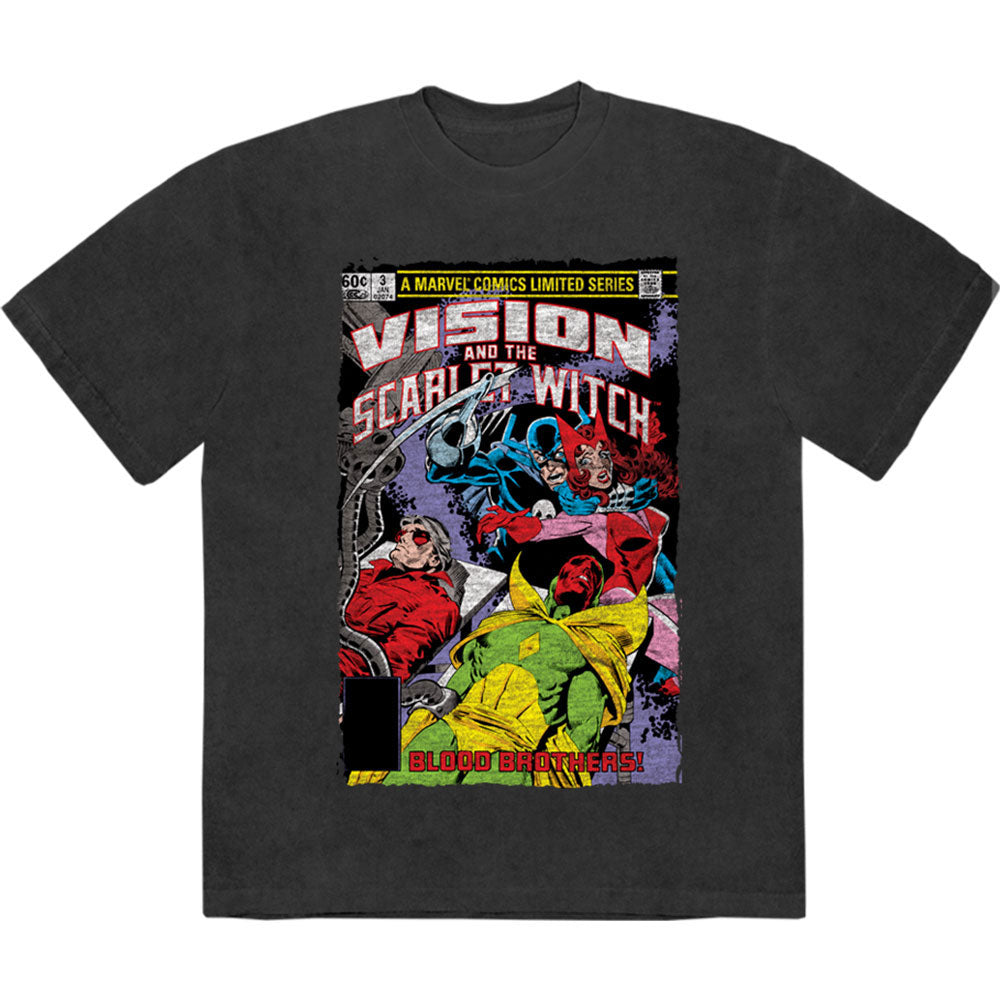 Marvel Comics Vision/scar Witch Blood Bros Stone Wash T-shirt Front