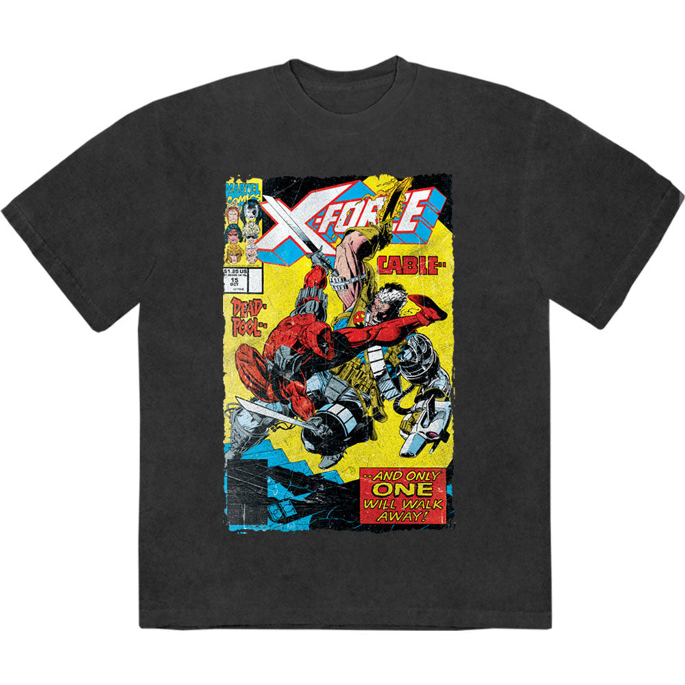 Marvel Comics X-force Cable & Deadpool Stone Wash T-shirt Front