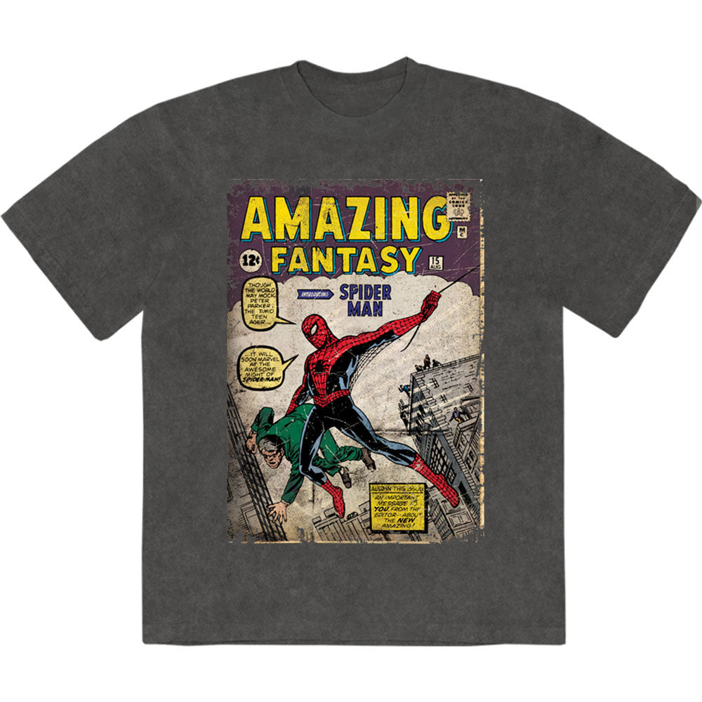 Marvel Comics Spider-man Amazing Fantasy Stone Wash T-shirt Front
