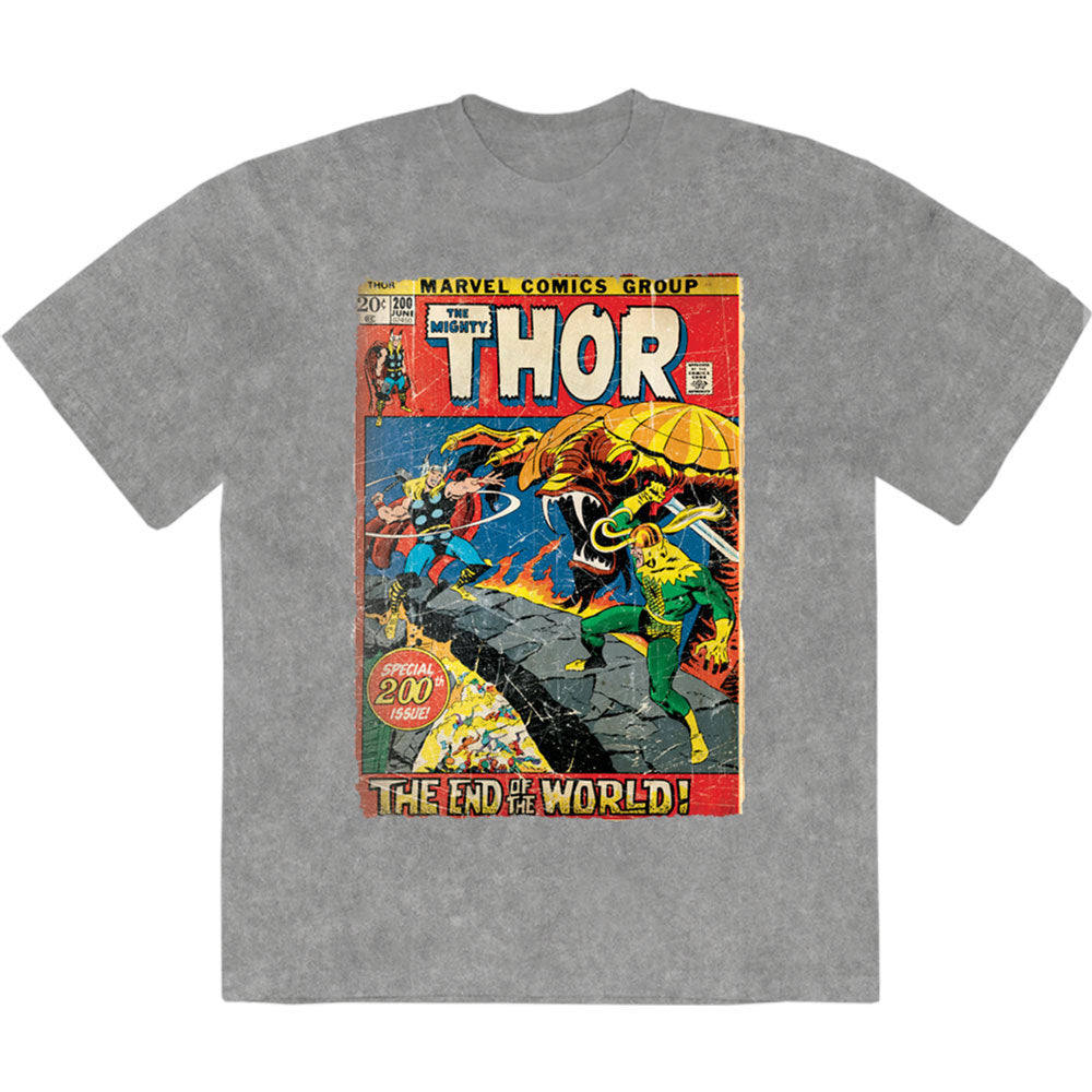 Marvel Comics Thor End Of The World Stone Wash T-shirt Front