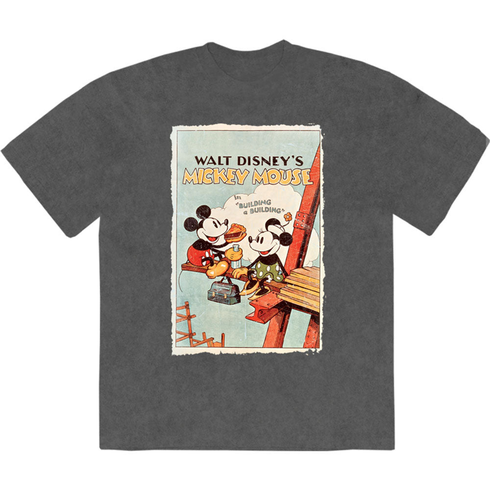 Disney Mickey Building A Building Stone Wash T-shirt Front