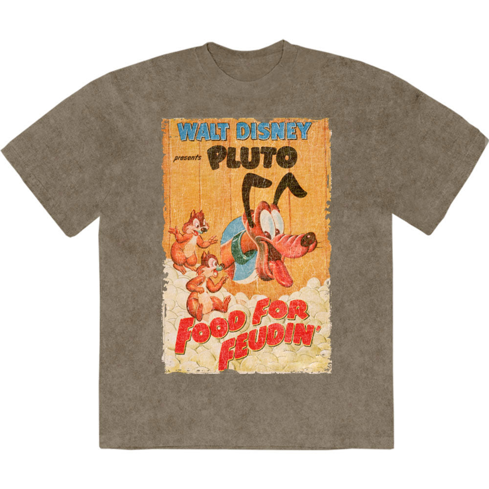 Disney Pluto Food For Feudin' Stone Wash T-shirt Front