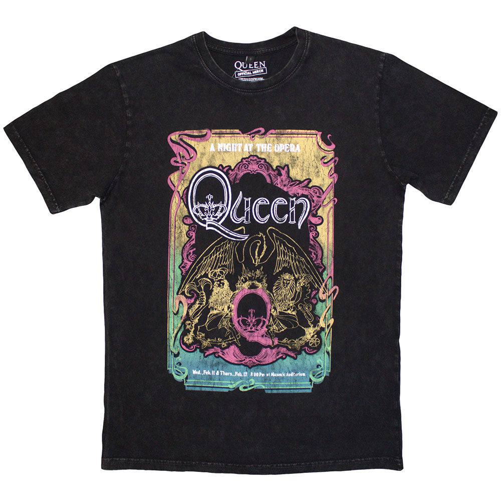 Queen A Night At The Opera Tour '76 Stone Wash T-shirt Front