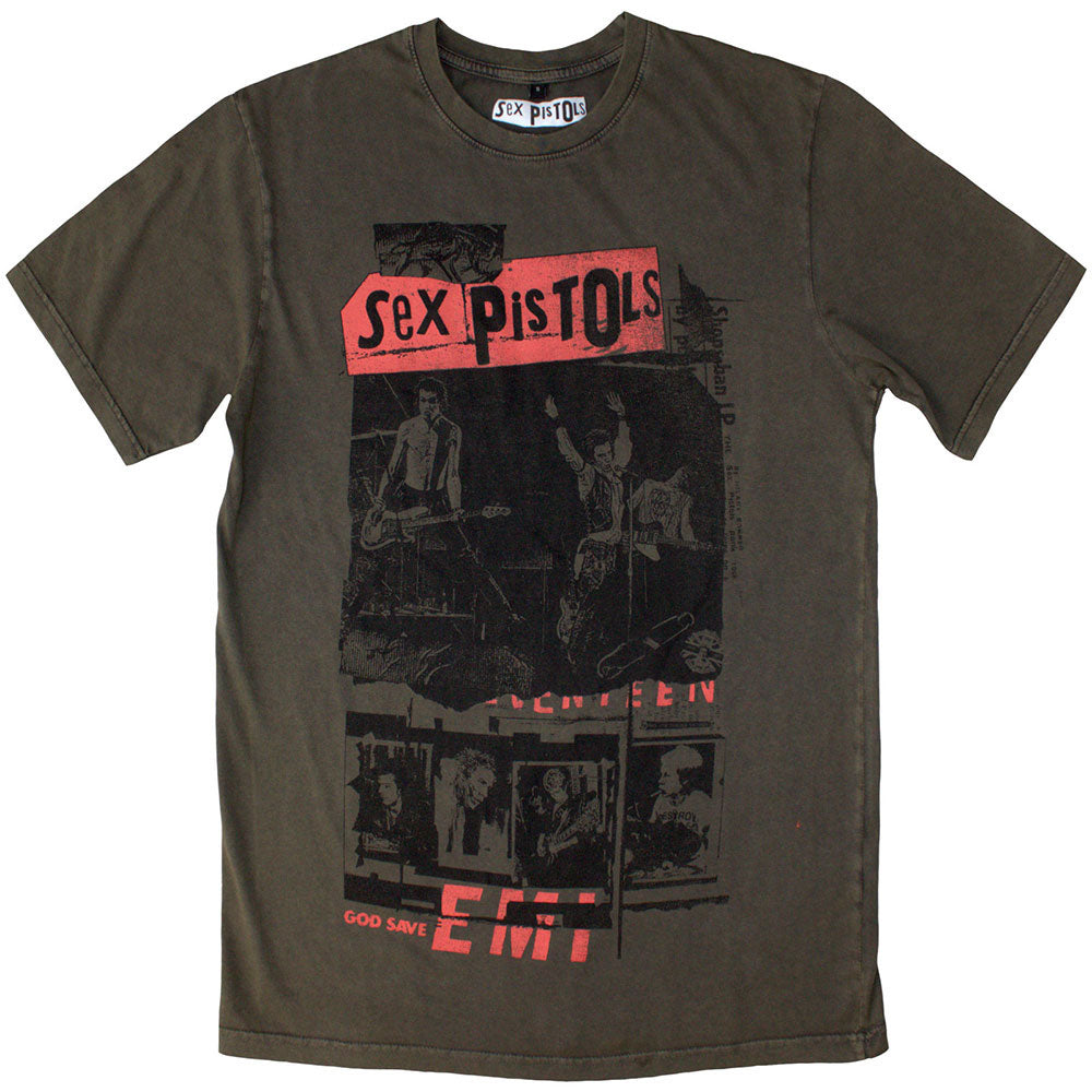 Sex Pistols Photo Collage Stone Wash T-shirt Front