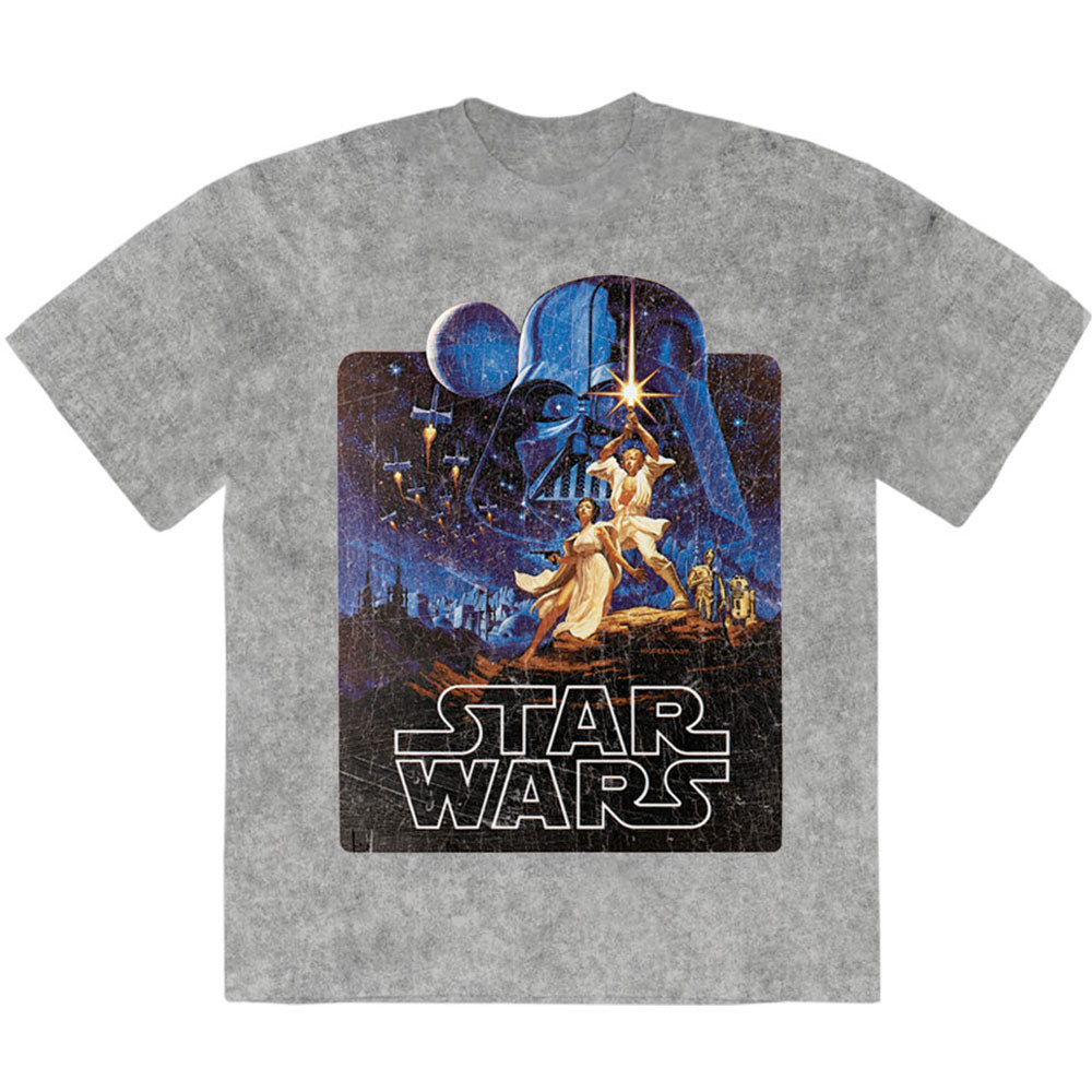 Star Wars Luke & Leia Pose Stone Wash T-shirt Front
