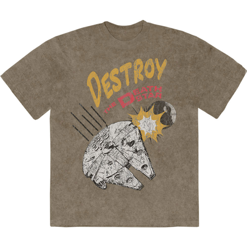 Star Wars Destroy Death Star Stone Wash T-shirt Front