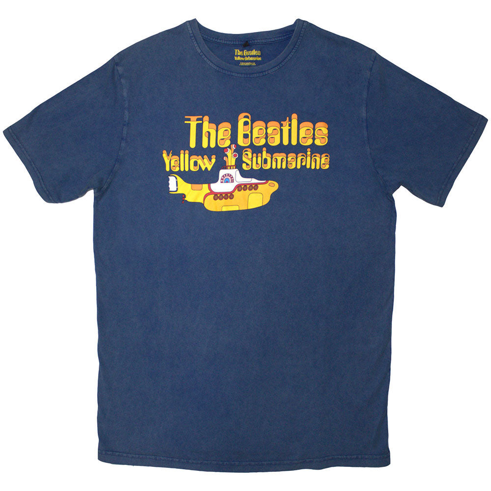 Beatles Logo & Sub Stone Wash T-shirt Front