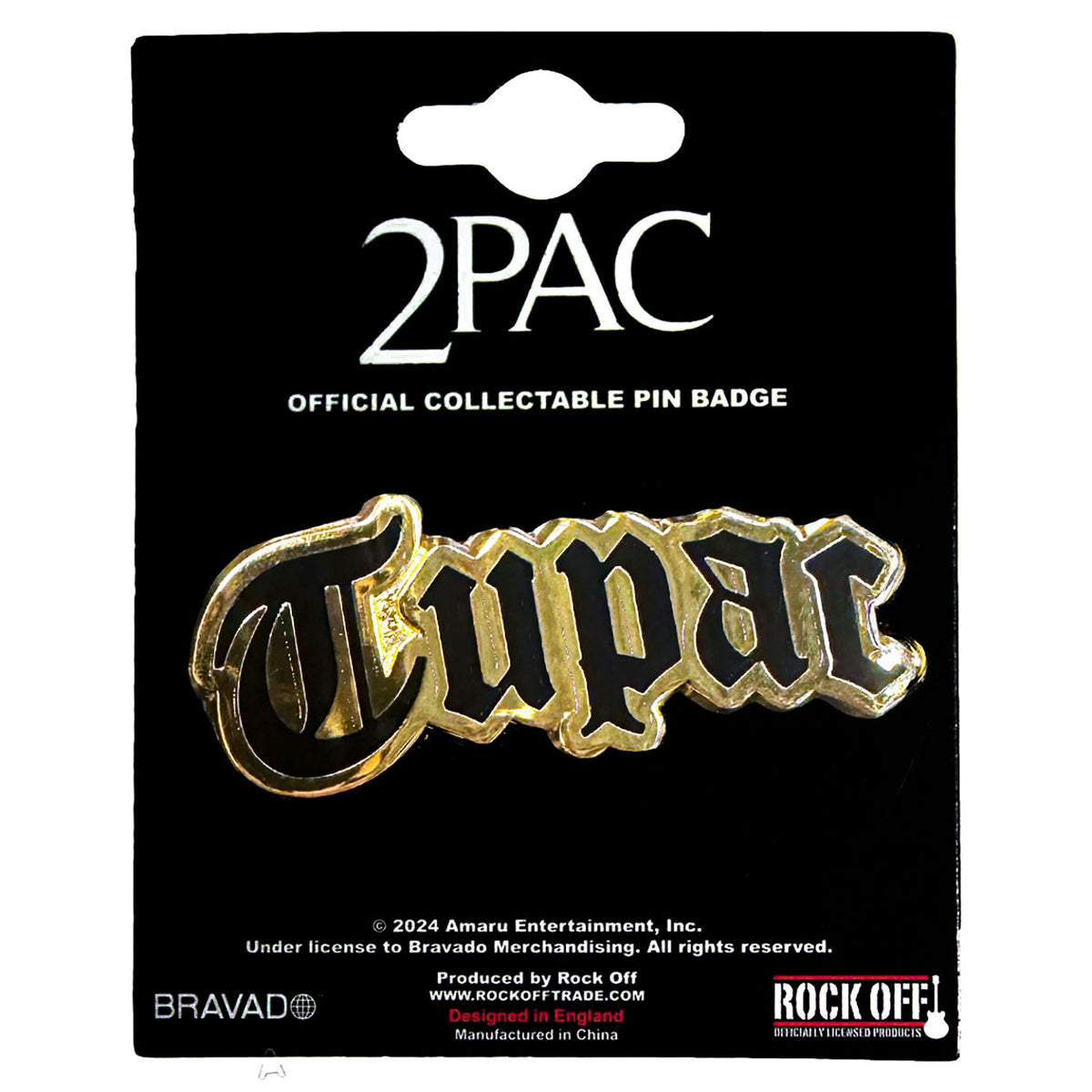 Tupac Logo Gold Pewter Pin Badge Back