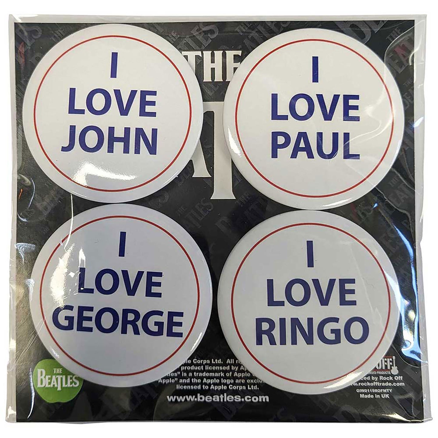 Beatles I Love 4 Pack Large Collector Items Front