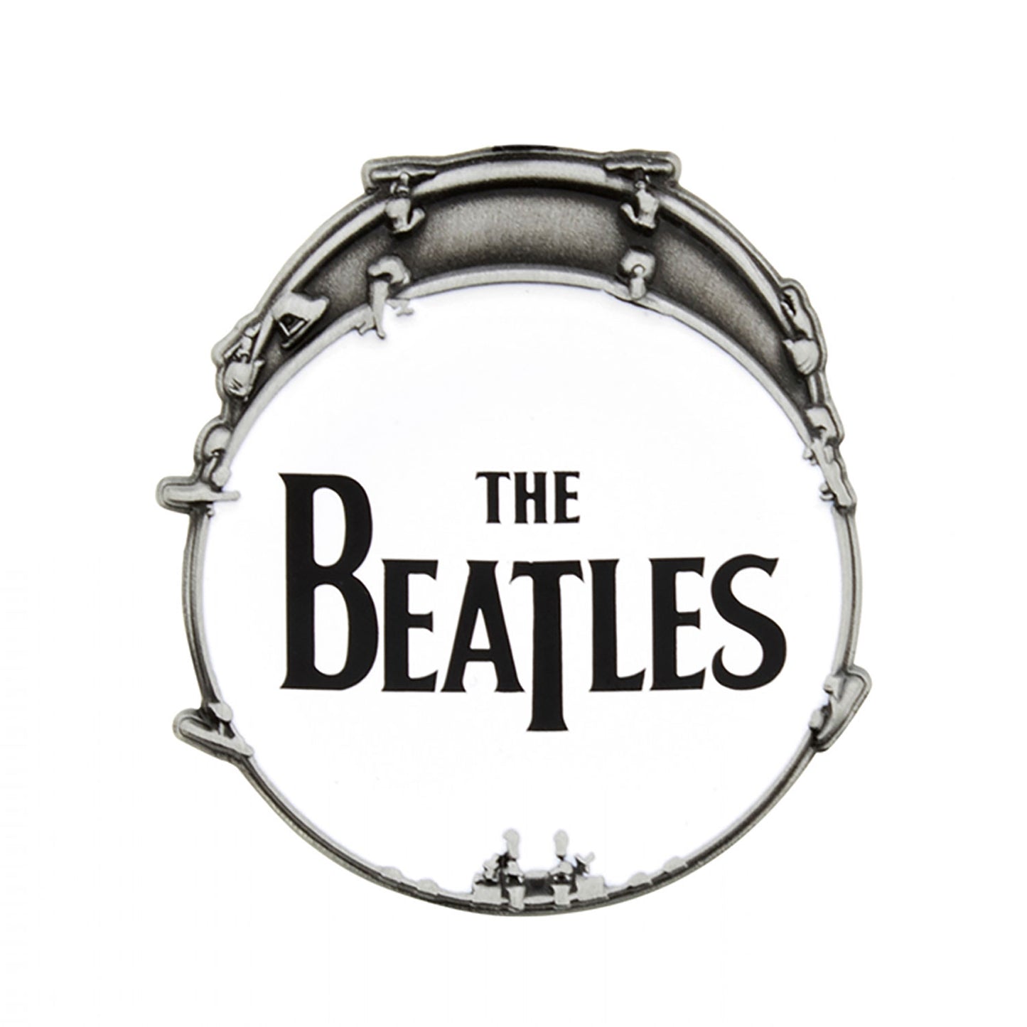 Beatles Drop T Drum Pewter Pin Badge Front