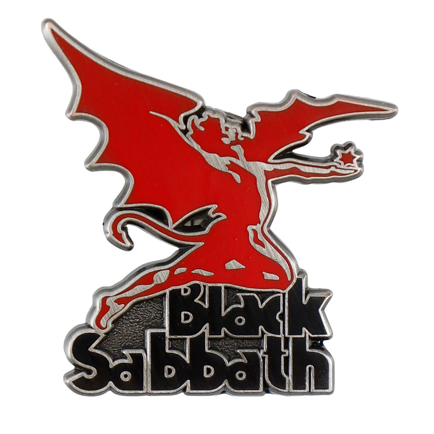 Black Sabbath Logo & Daemon Pewter Pin Badge Front