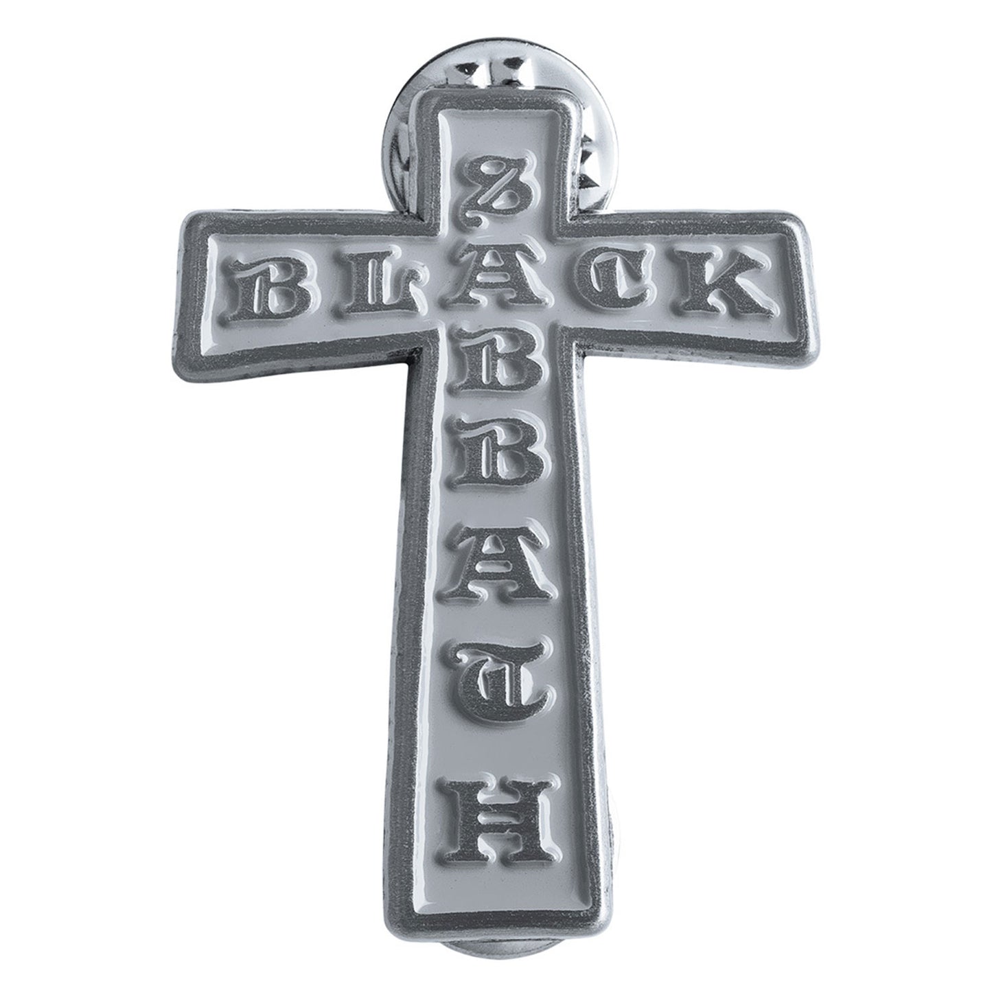 Black Sabbath Cross Pewter Pin Badge Front