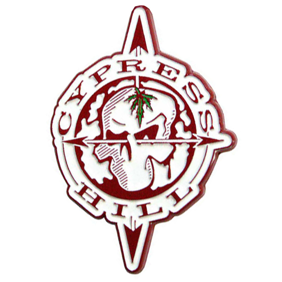 Cypress Hill Skull Compass Pewter Pin Badge Front