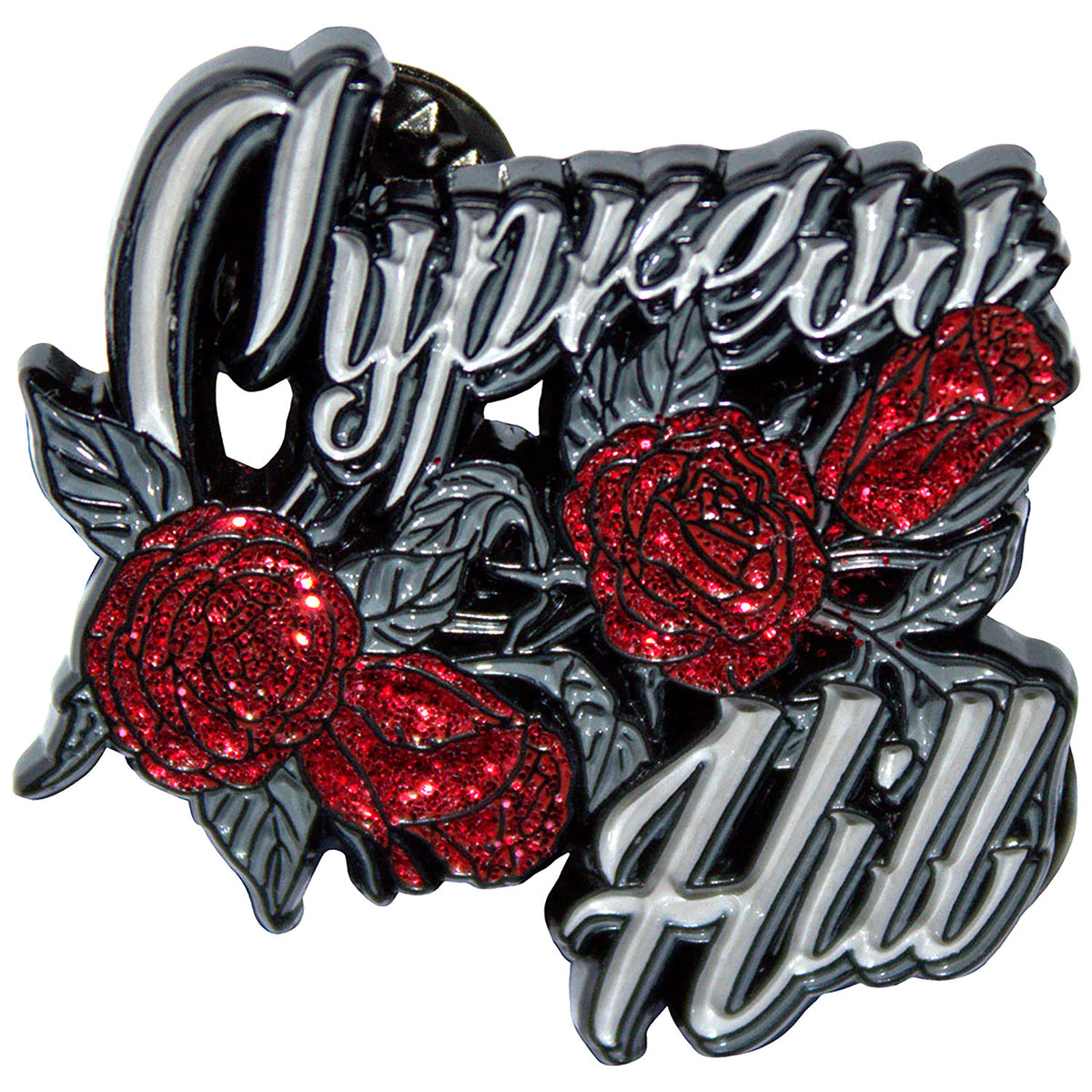 Cypress Hill Roses Logo Pewter Pin Badge Front