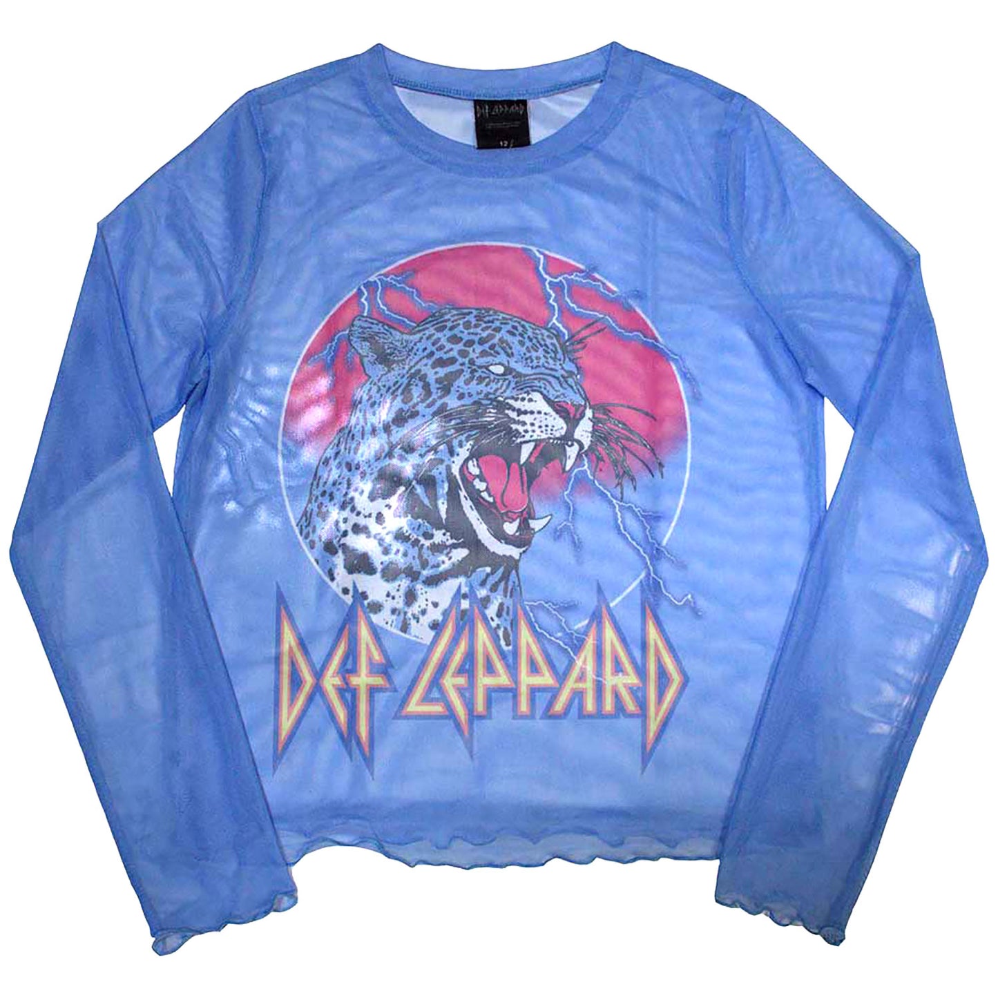 Def Leppard Lightning Leopard Girls Jr Long Sleeve Front
