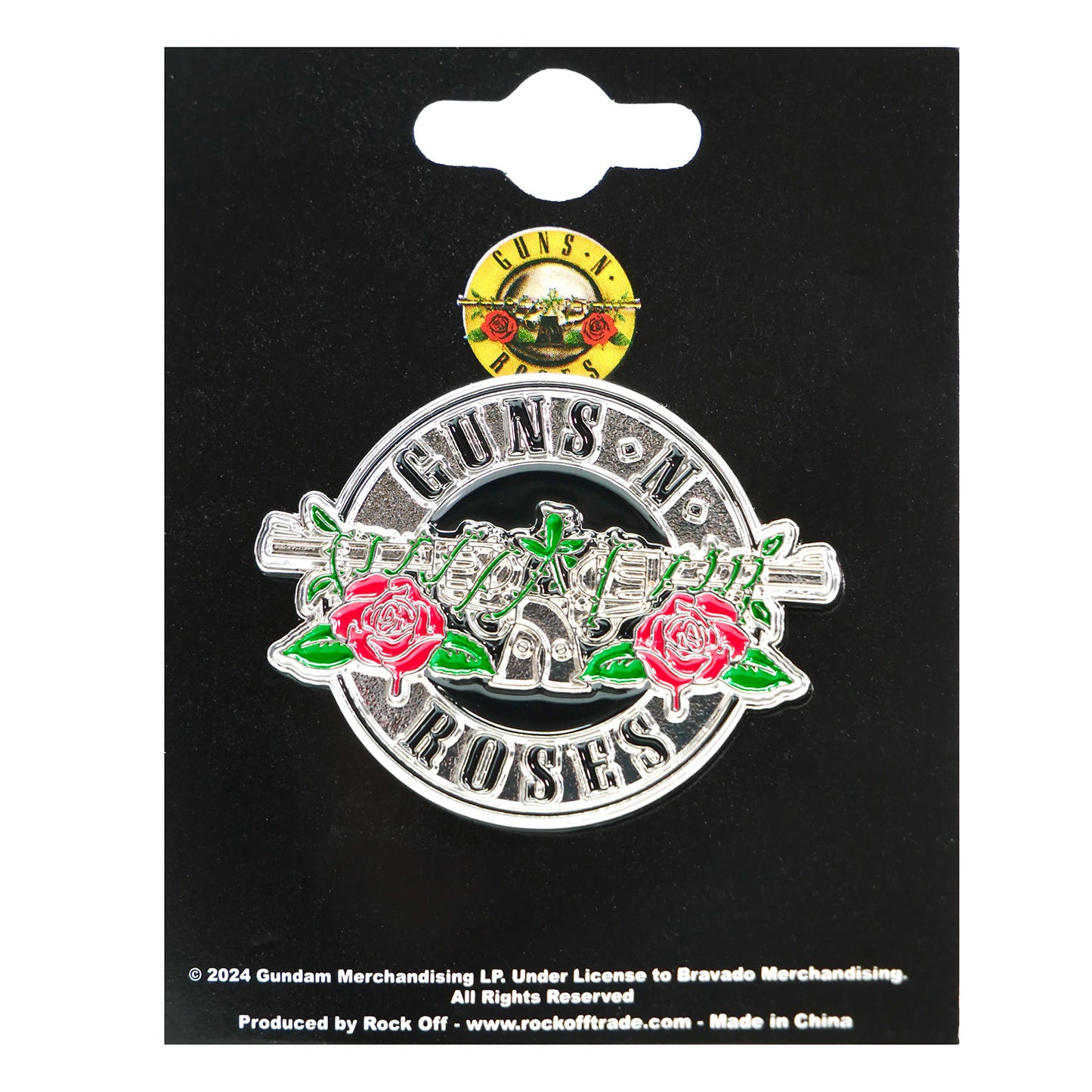 Guns N Roses Silver Circle Logo Pewter Pin Badge Front
