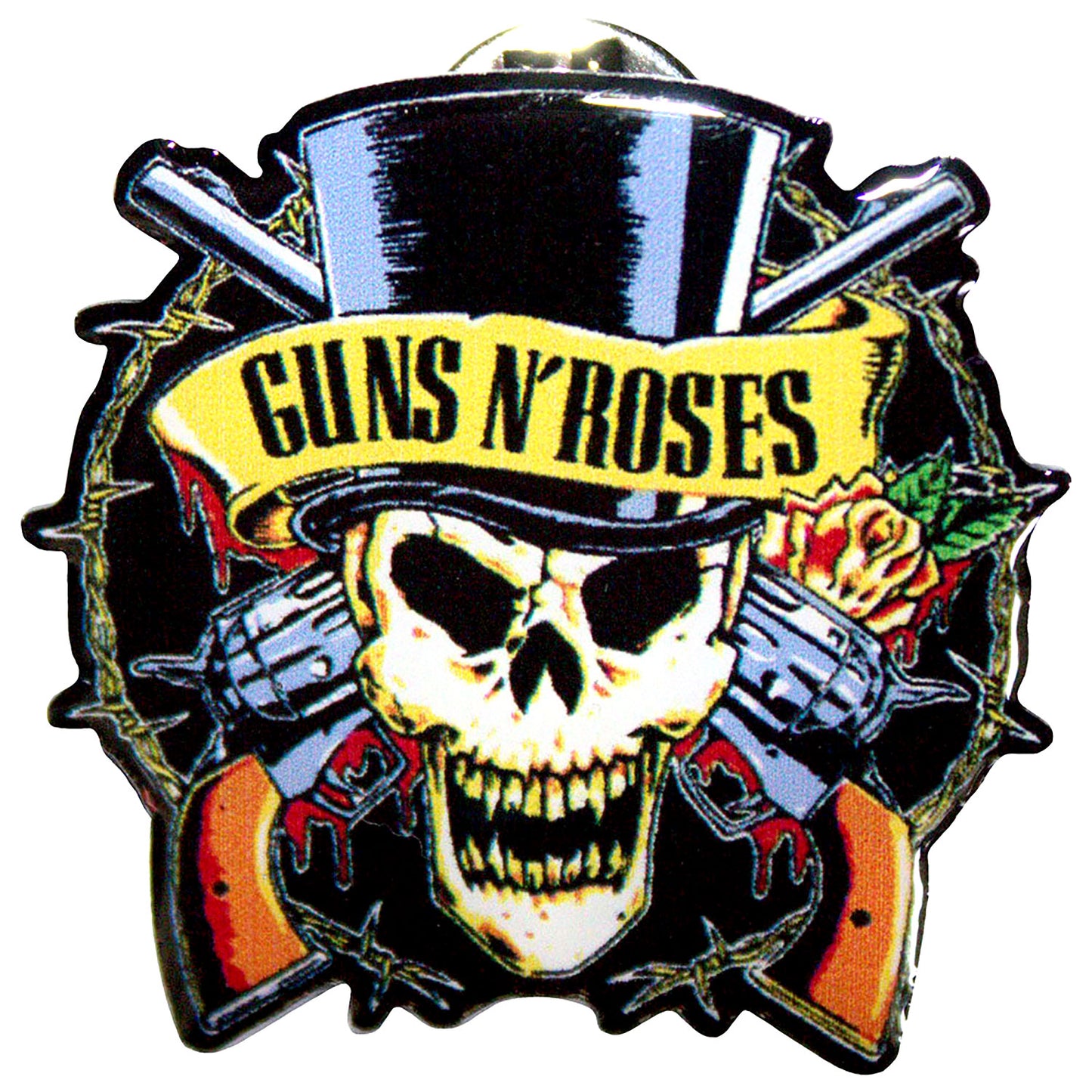Guns N Roses Top Hat Pewter Pin Badge Front