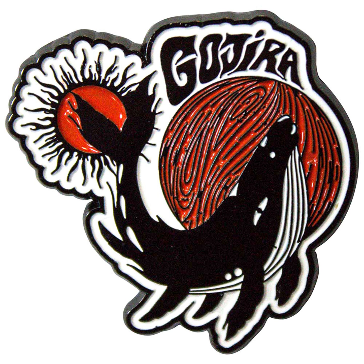 Gojira Whale Pewter Pin Badge Front