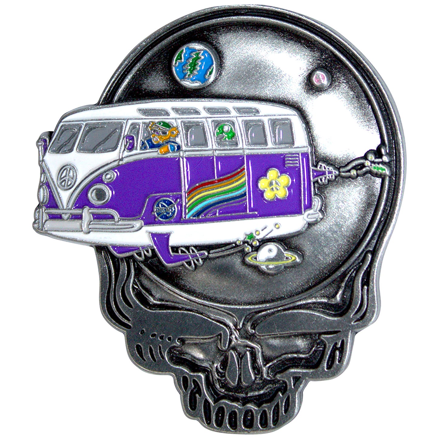 Space Your Face Bus Pewter Pin Badge