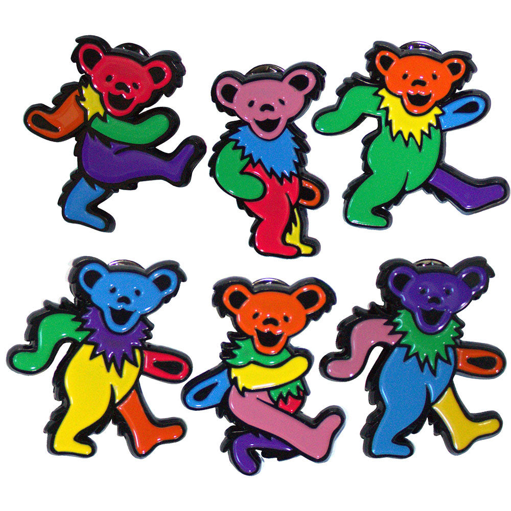 Grateful Dead Multicoloured Dancing Bears Pewter Pin Badge Front