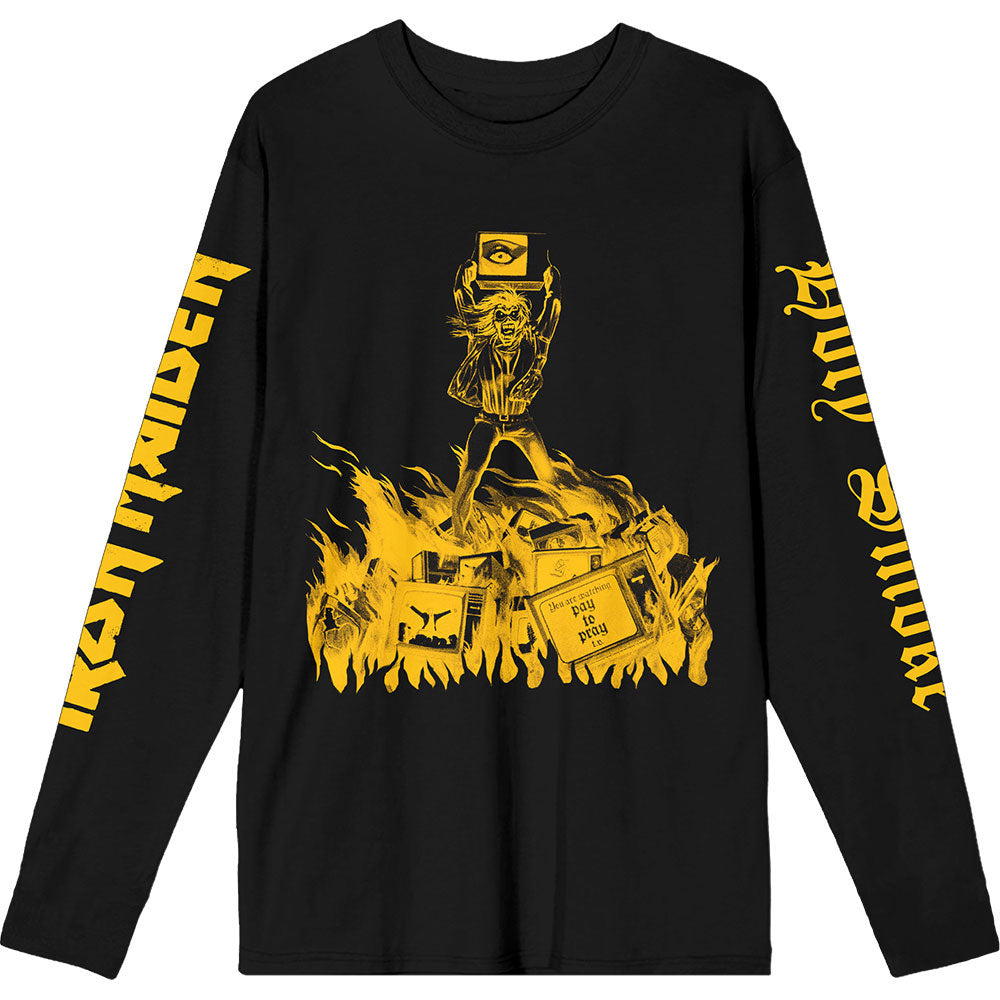Iron Maiden Holy Smoke Isolated Yellow Long Sleeve Front