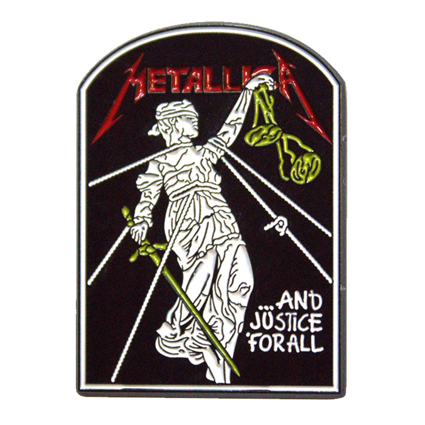 And Justice For All Tombstone Pewter Pin Badge