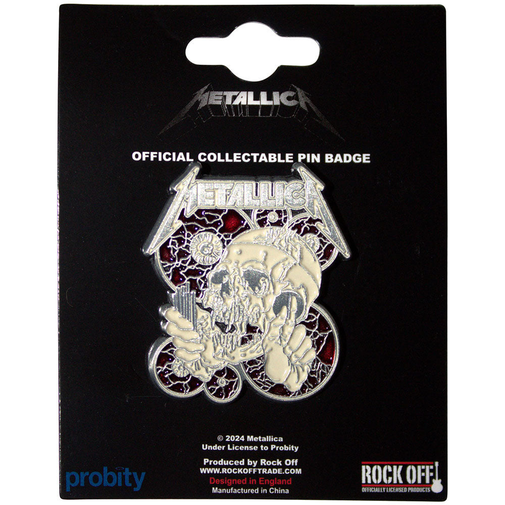 Metallica The Shortest Straw Pewter Pin Badge Front