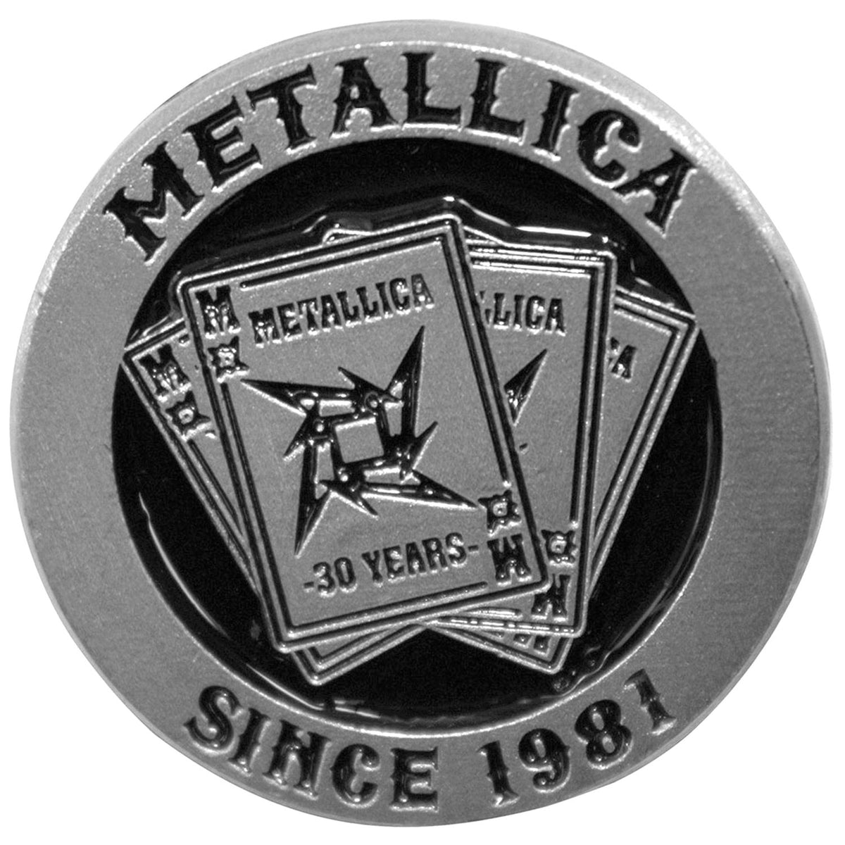 Metallica 30th Anniversary Playing Card Pewter Pin Badge Front