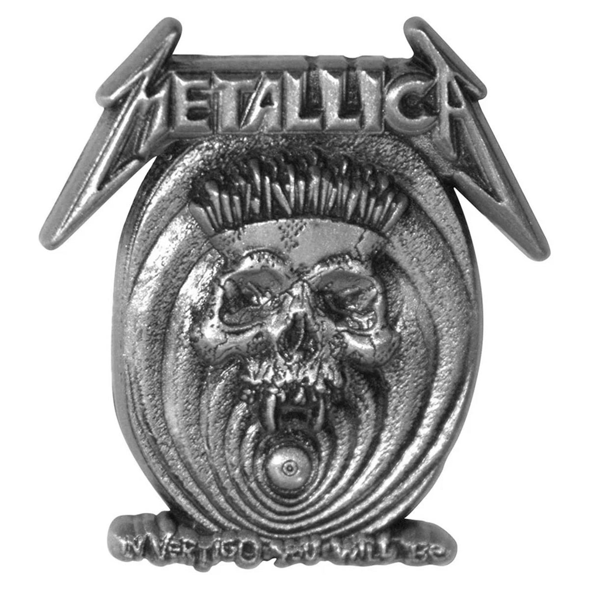 Metallica In Vertigo Pewter Pin Badge Front
