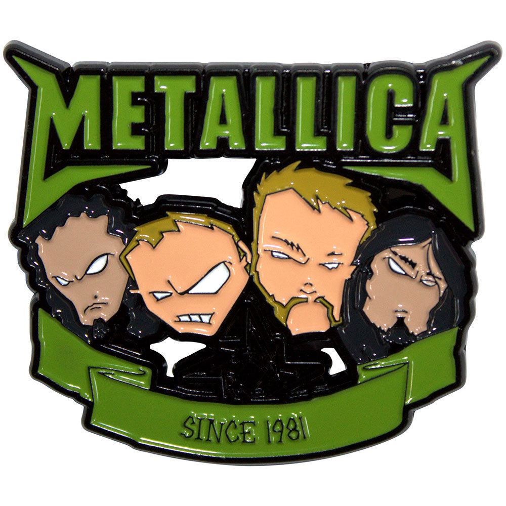 Metallica Since 1981 Heads Pewter Pin Badge Front