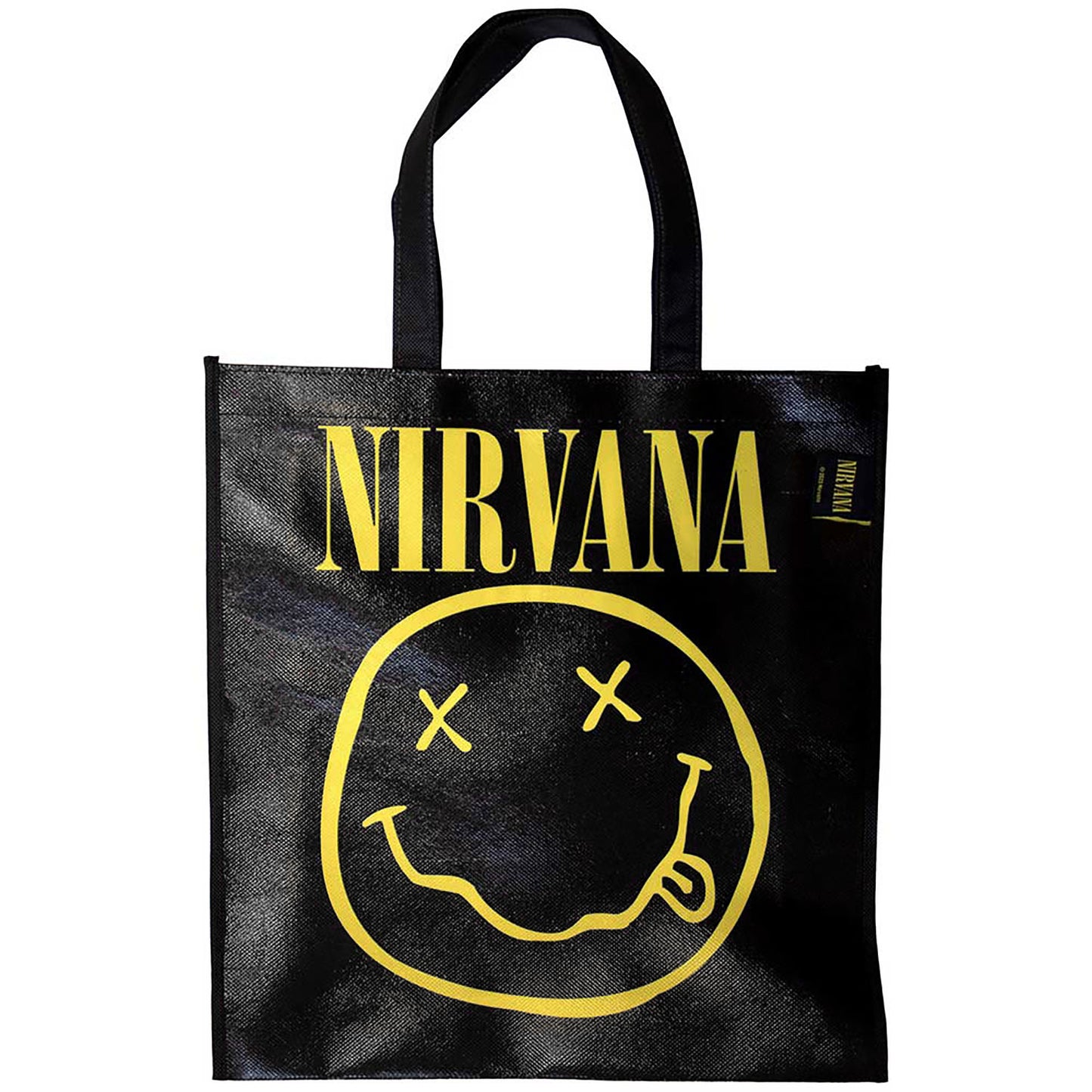 Nirvana Yellow Happy Face Grocery Tote Front