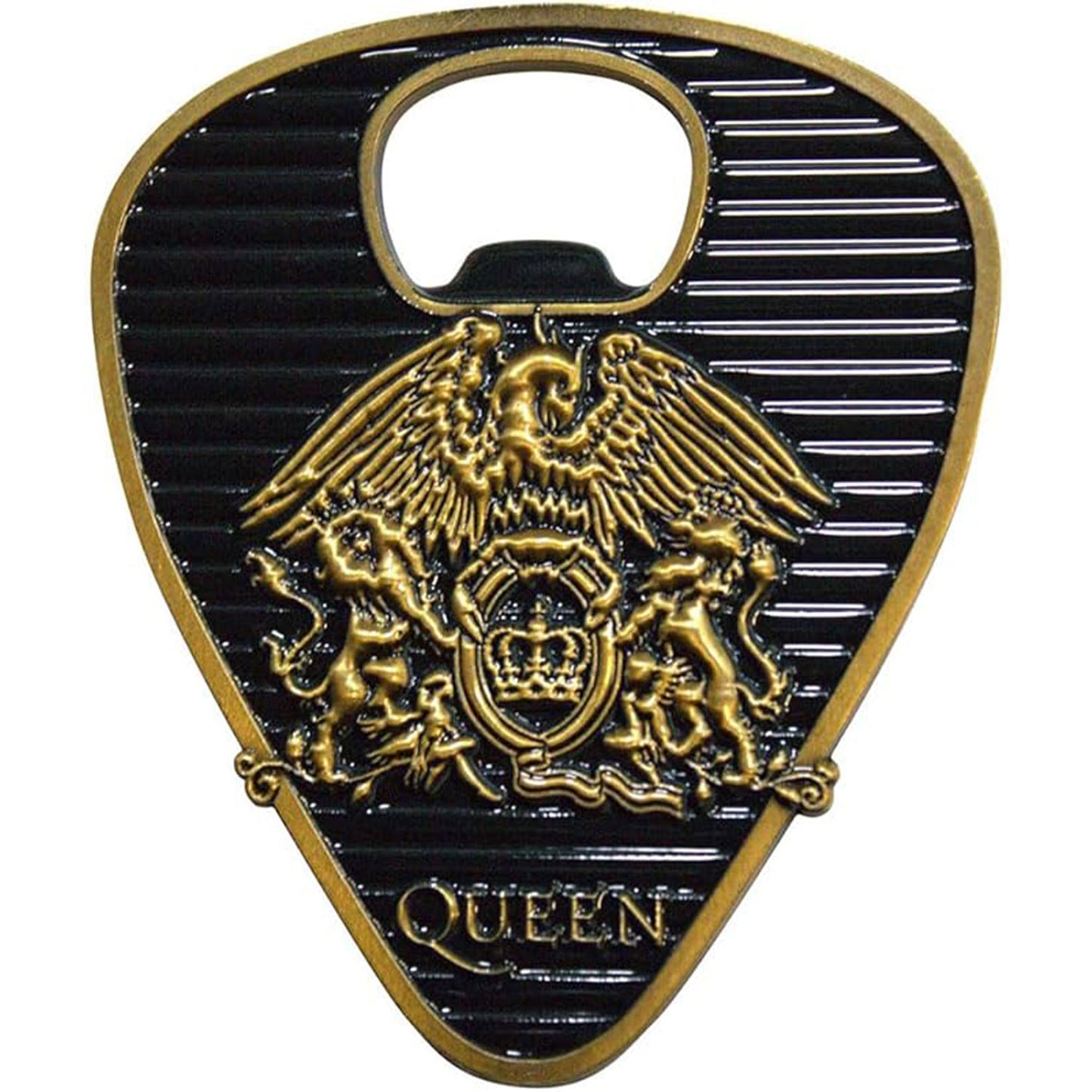 Queen Gold Crest Plectrum Bottle Opener Front
