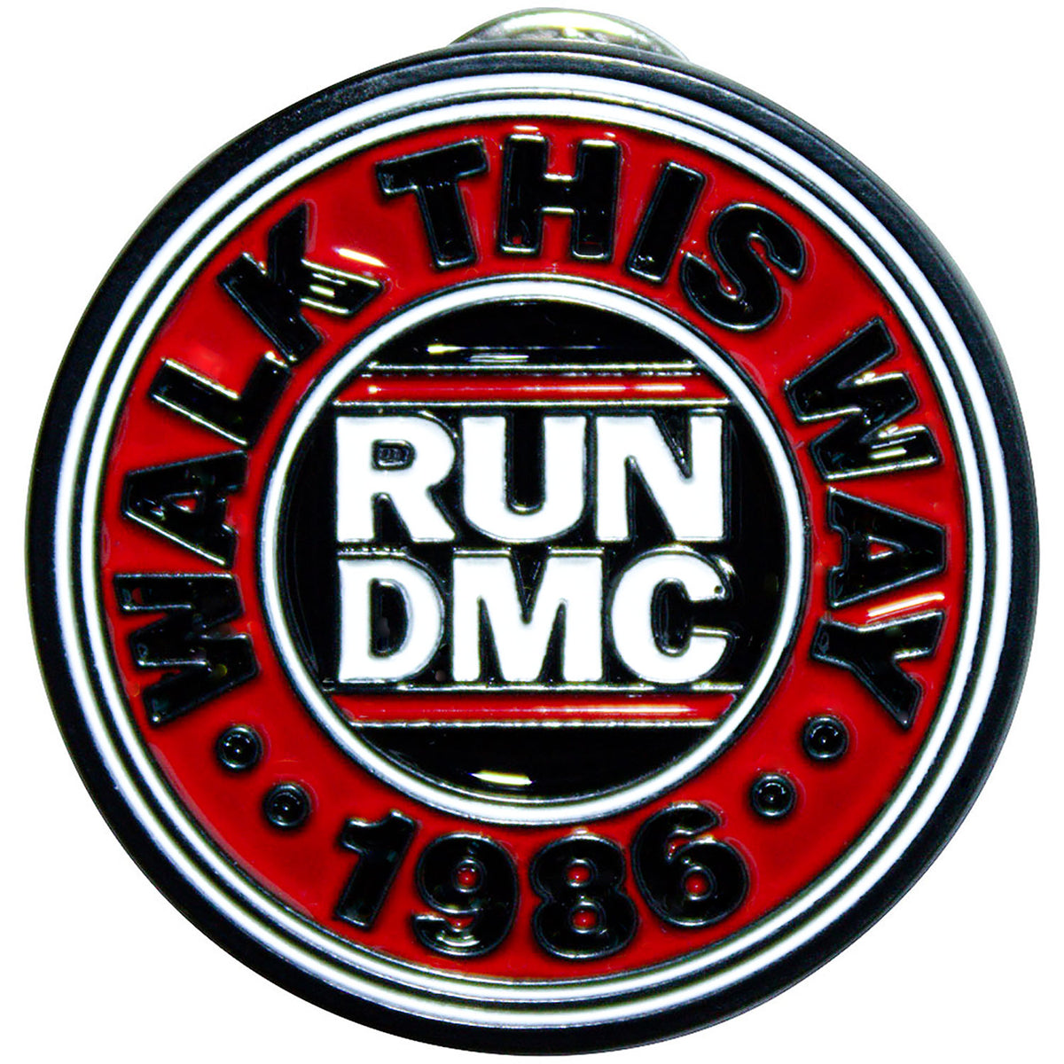Run DMC Walk This Way Pewter Pin Badge Front