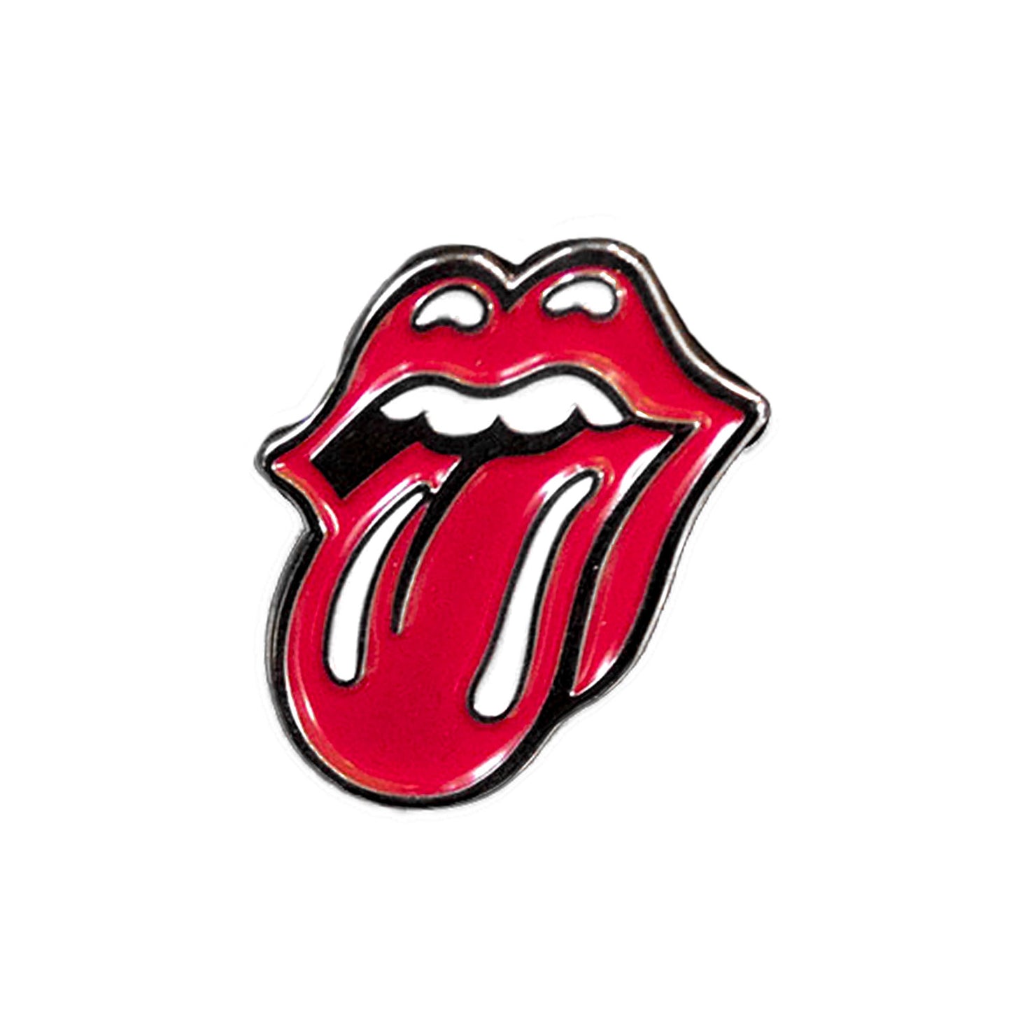 Rolling Stones Classic Tongue Silver Outline Pewter Pin Badge Front