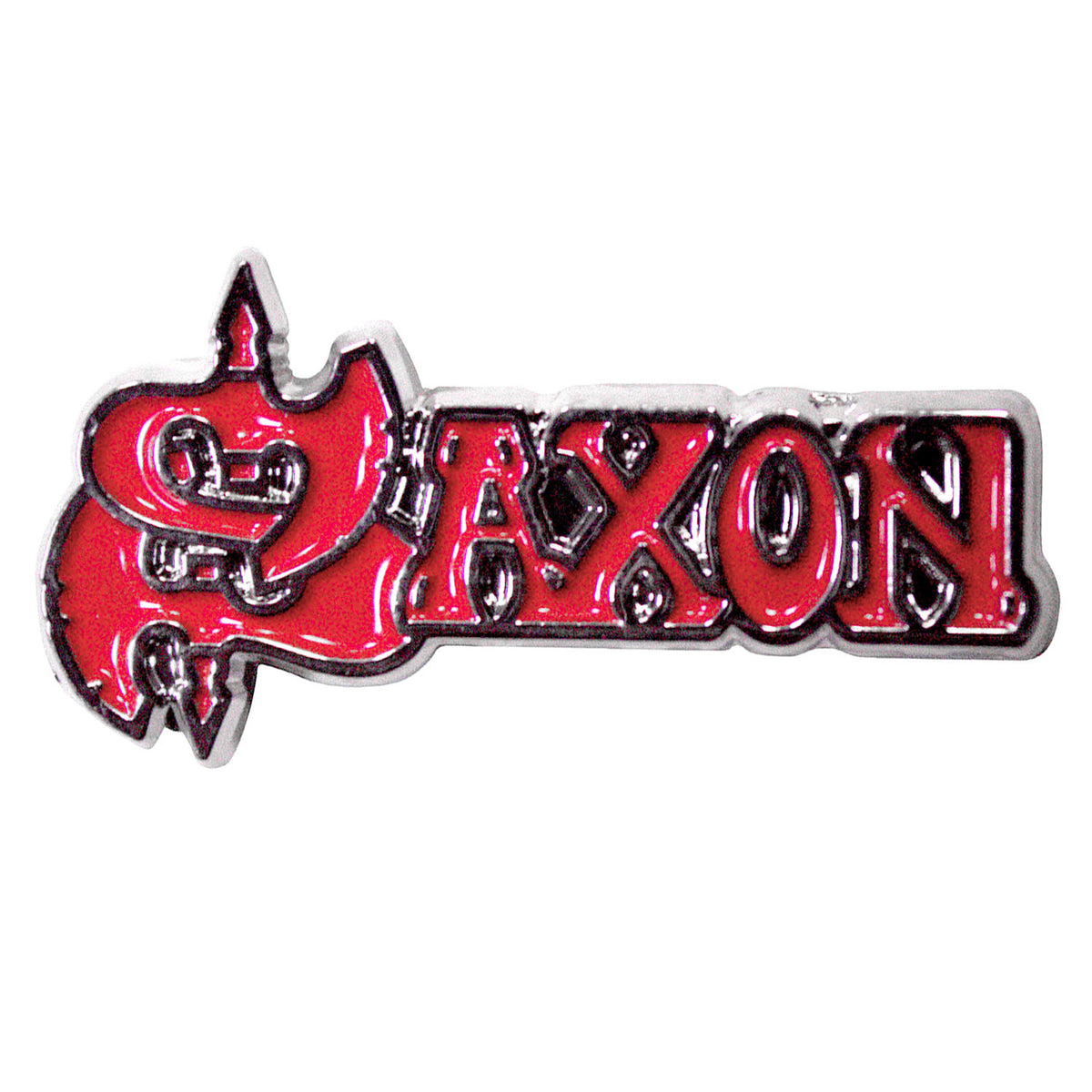 Saxon Red Logo Pewter Pin Badge Front