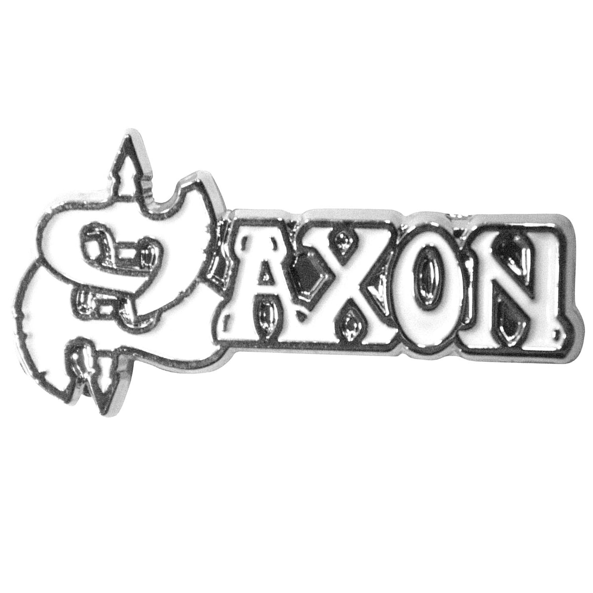 Saxon White Logo Pewter Pin Badge Front
