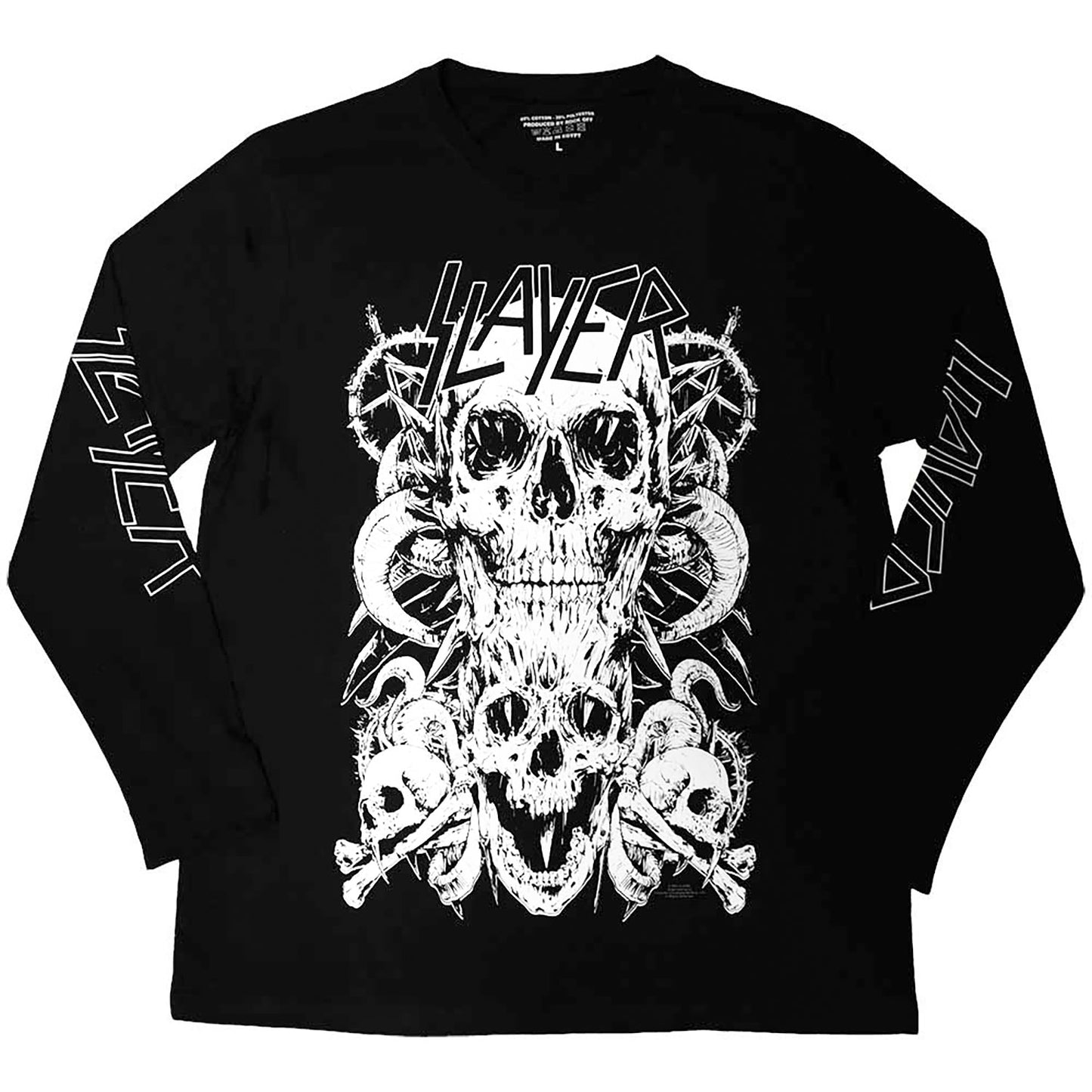 Slayer White Skulls Long Sleeve Front