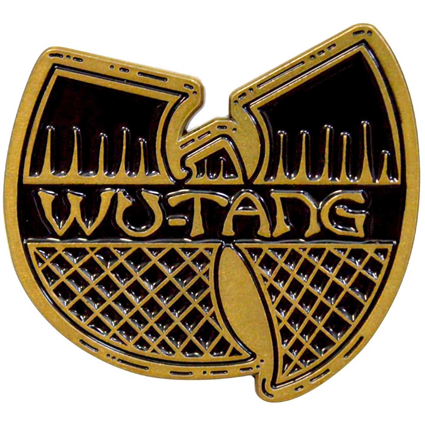 Wu Tang Clan Black & Gold Logo Pewter Pin Badge Front
