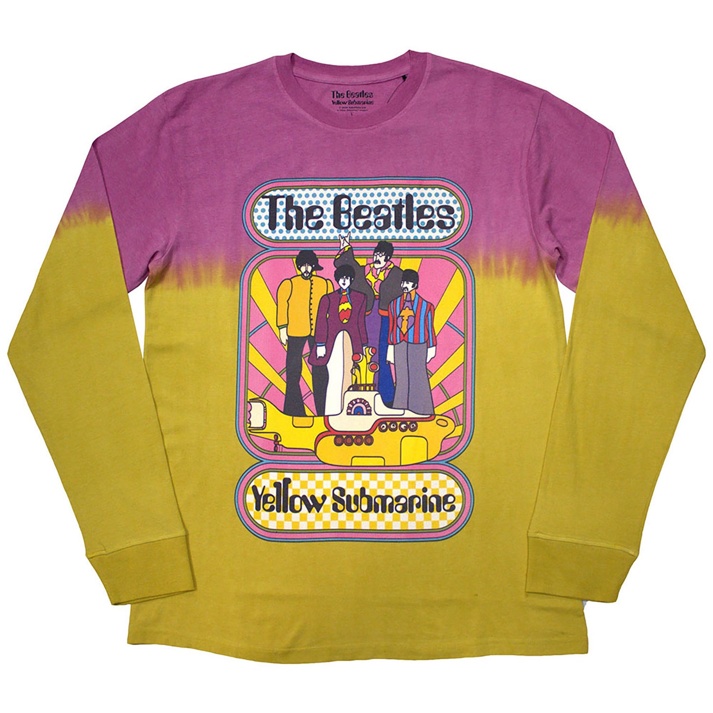 Beatles Yellow Submarine Band Frame Stone Wash Long Sleeve Front