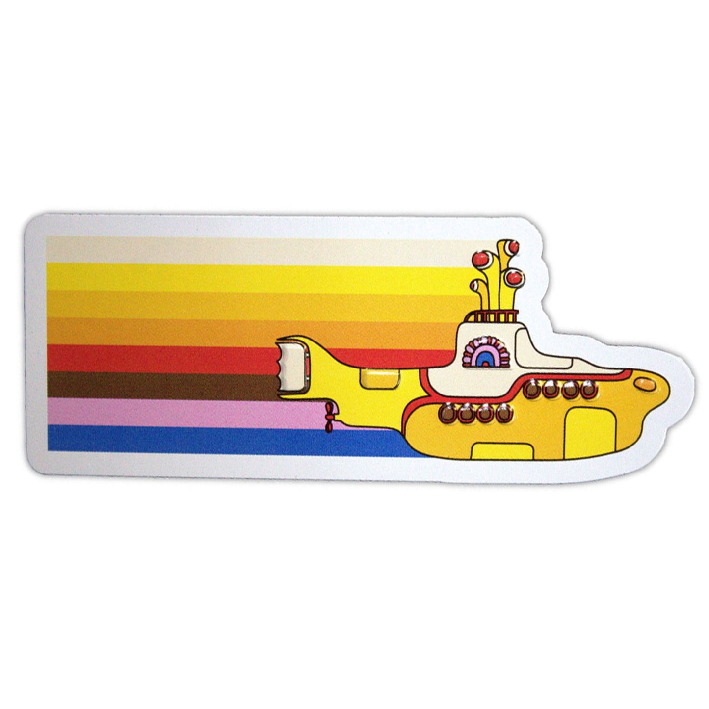Beatles Yellow Submarine Coloured Stripes Embossed Magnet Front