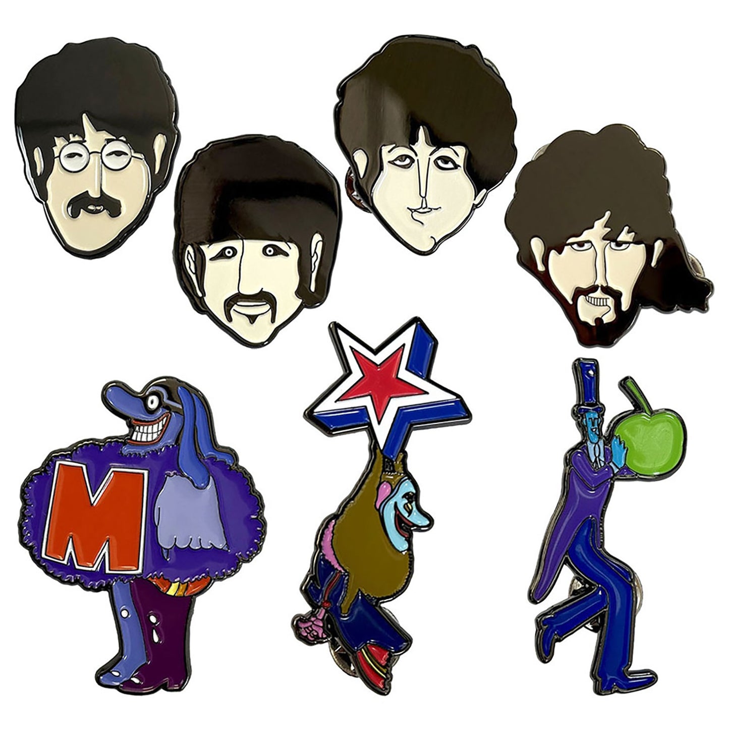 Beatles Yellow Submarine Characters Pewter Pin Badge Front