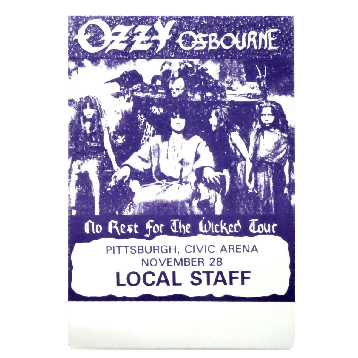 Ozzy Osbourne No Rest For The Wicked Tour Cloth Backstage Pass Front